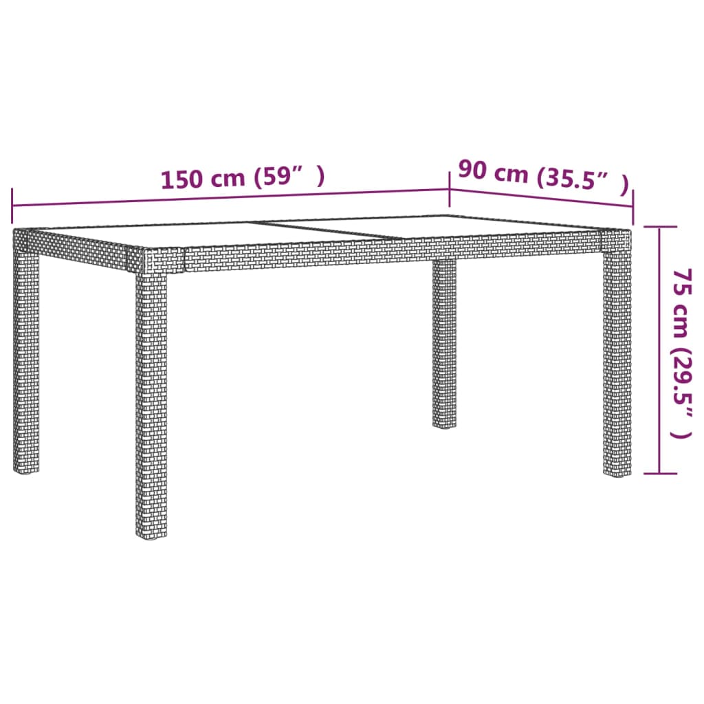 Set de comedor de jardín 5 pzas y cojines ratán sintético gris vidaXL