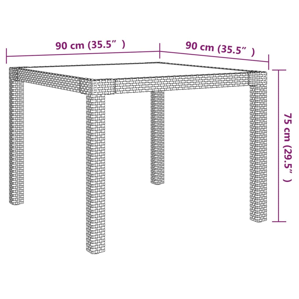 Set de comedor de jardín 3 pzas y cojines ratán sintético negro vidaXL