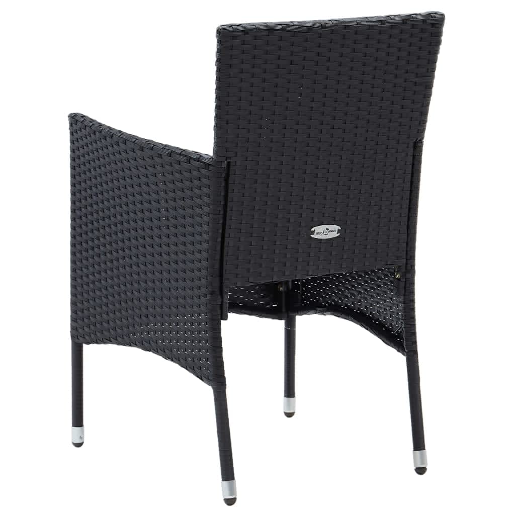 Set de comedor de jardín 7 pzas y cojines ratán sintético negro V9417 Vetonek
