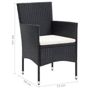 Set de comedor de jardín 7 pzas y cojines ratán sintético negro V9417 Vetonek