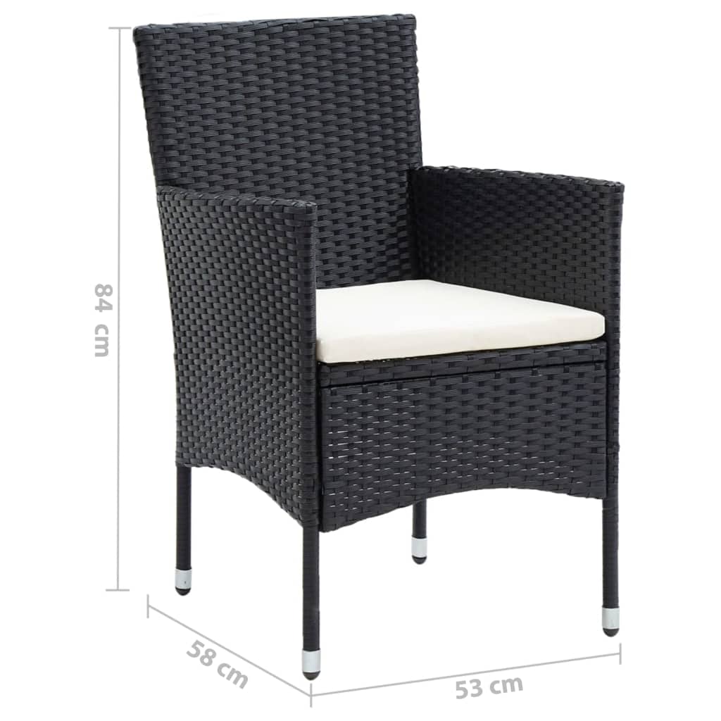 Set de comedor de jardín 7 pzas y cojines ratán sintético negro V9417 Vetonek