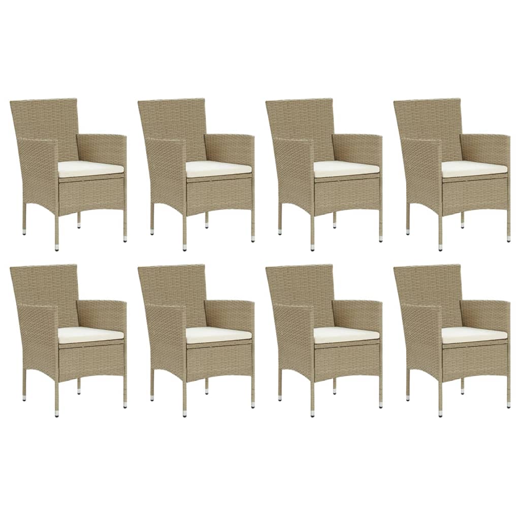 Set de muebles jardín 9 pzas con cojines ratán sintético beige vidaXL