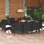 Set de muebles de jardín 9 pzas y cojines ratán sintético negro v9783 Vetonek