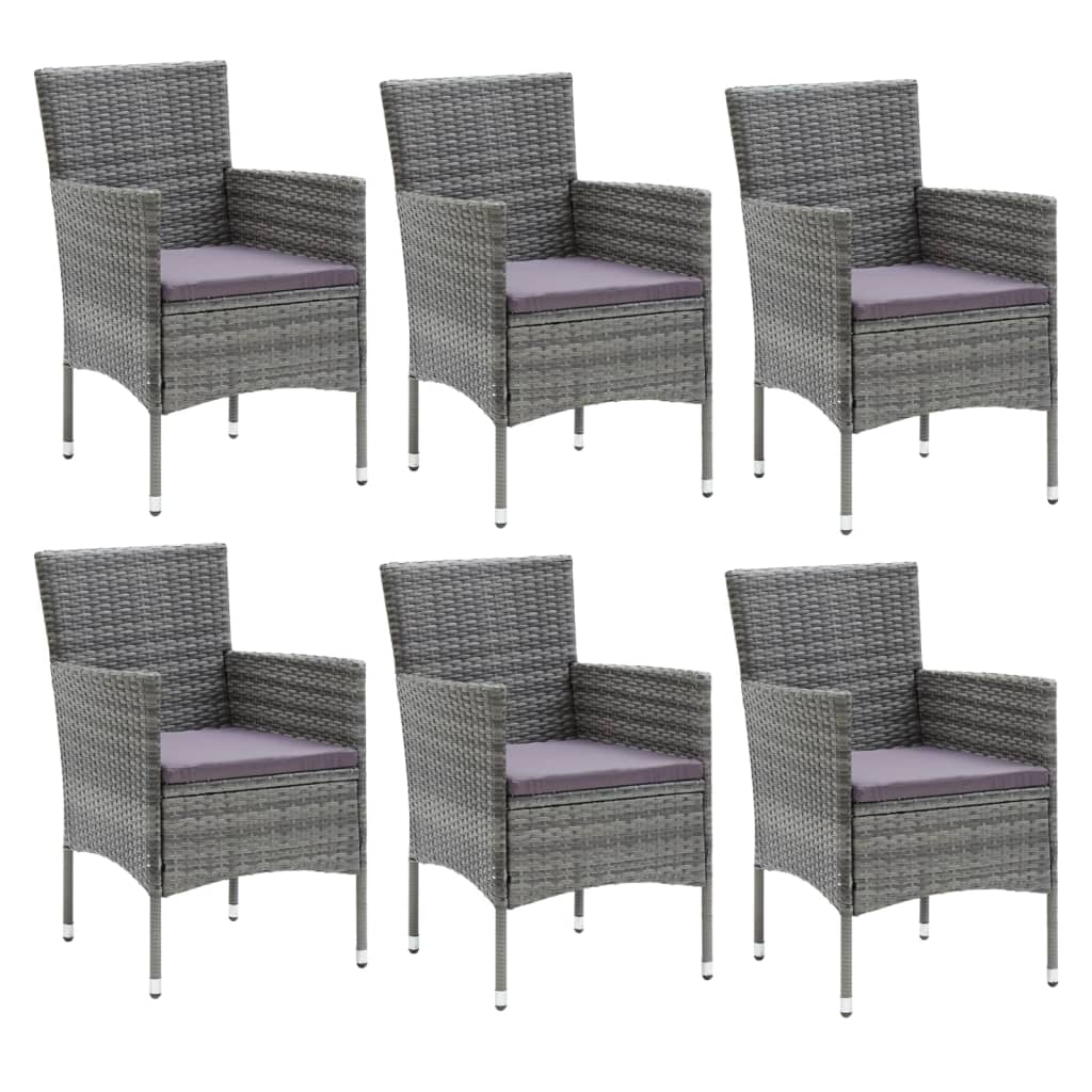 Set de muebles jardín 7 pzas con cojines ratán sintético gris vidaXL