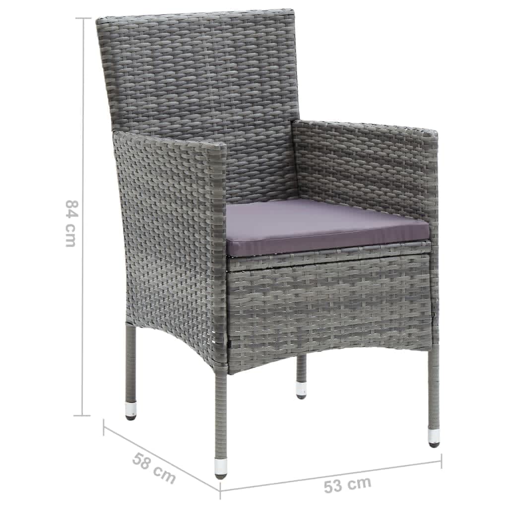 Set de muebles jardín 7 pzas con cojines ratán sintético gris vidaXL