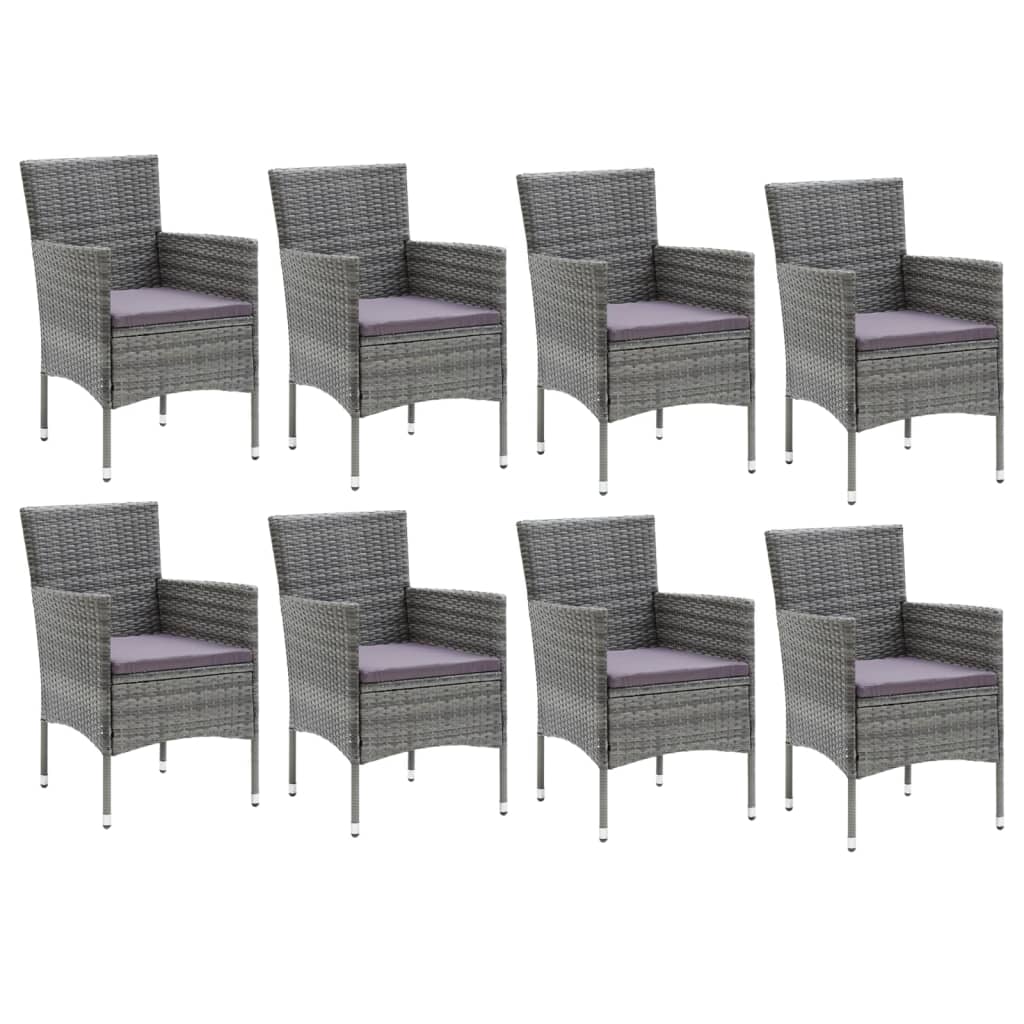 Set de muebles jardín 9 pzas con cojines ratán sintético gris vidaXL