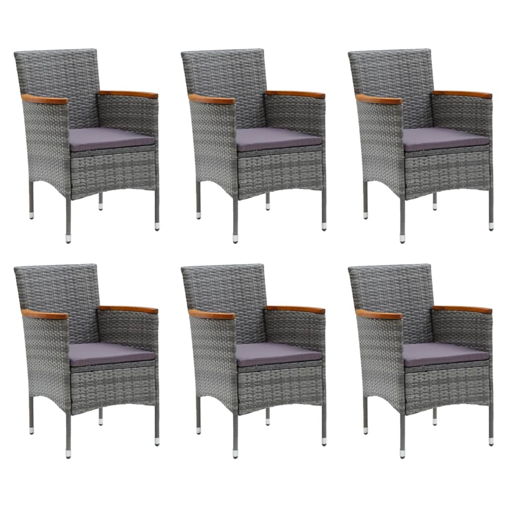 Set de muebles jardín 7 pzas con cojines ratán sintético gris vidaXL