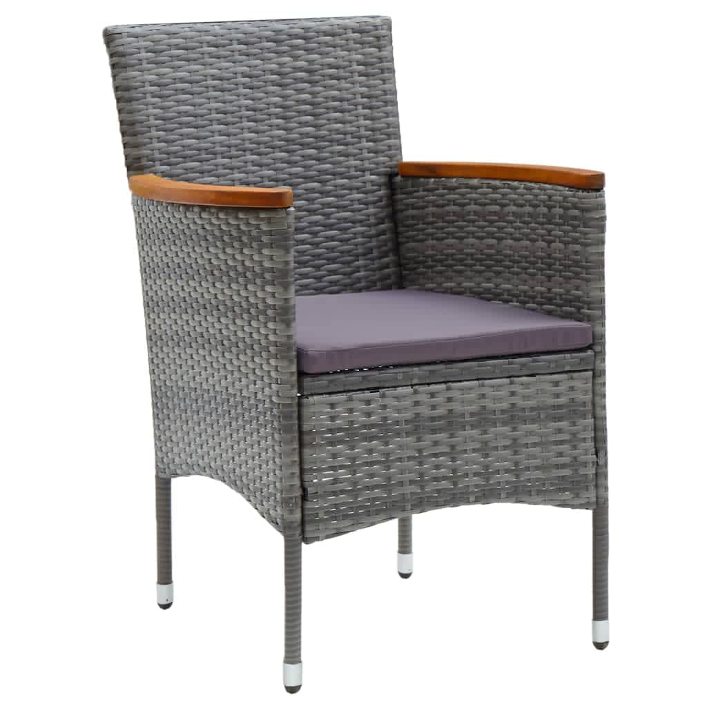 Set de muebles jardín 7 pzas con cojines ratán sintético gris vidaXL