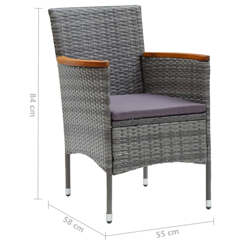 Set de muebles jardín 7 pzas con cojines ratán sintético gris vidaXL