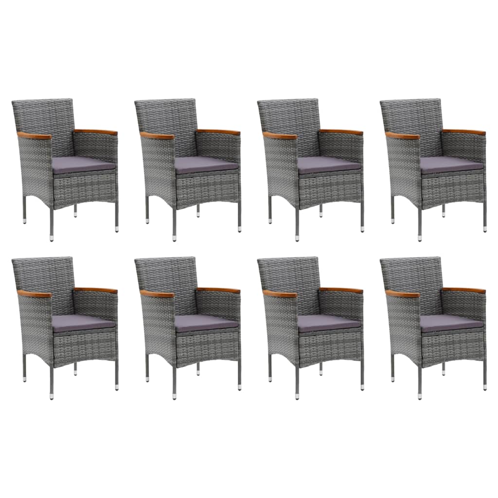 Set de muebles jardín 9 pzas con cojines ratán sintético gris vidaXL