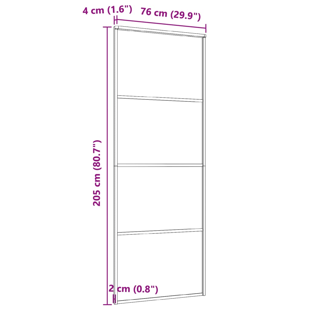 Puerta corredera ESG vidrio y aluminio 76x205 cm blanco