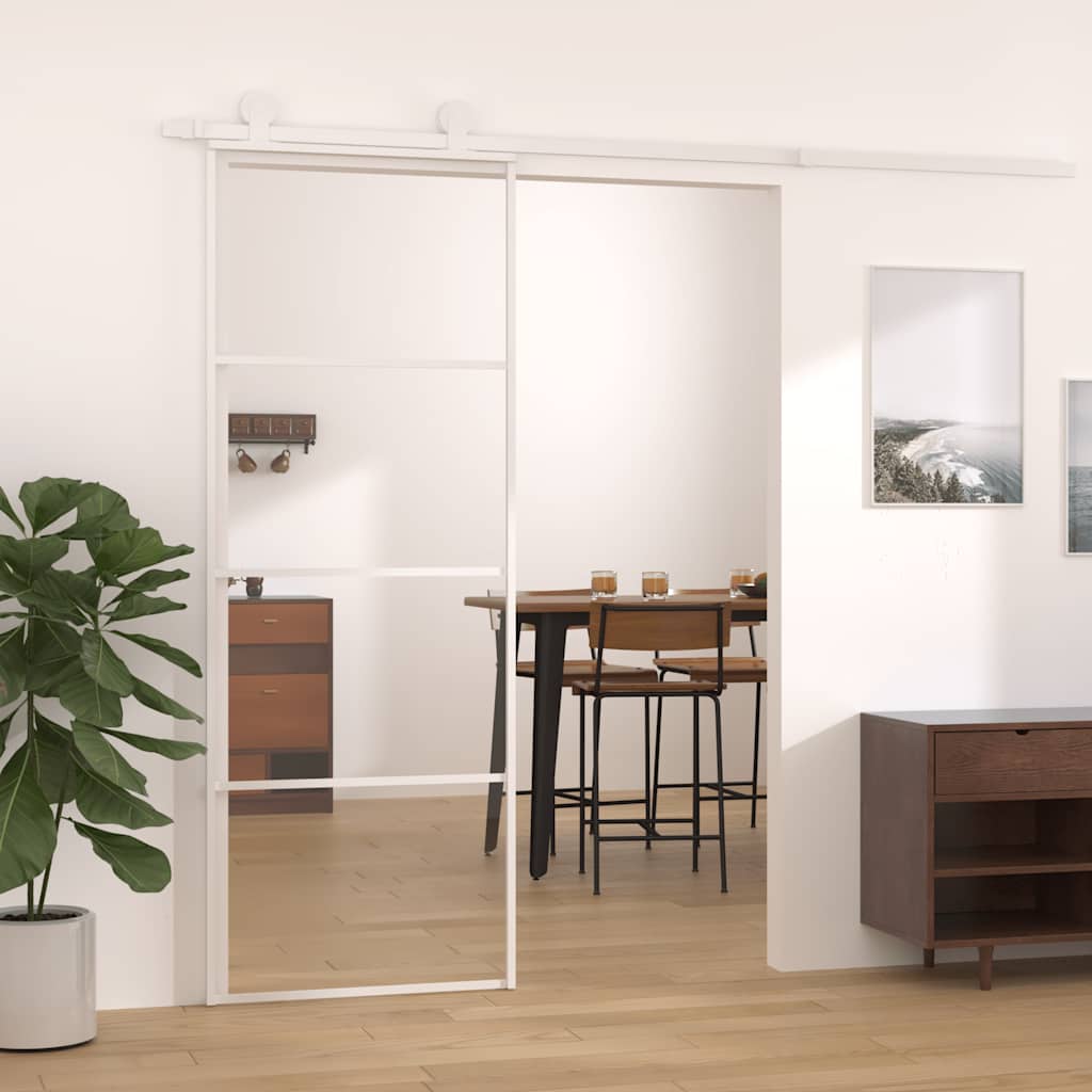 Sliding door ESG glass and aluminum 76x205 cm white 