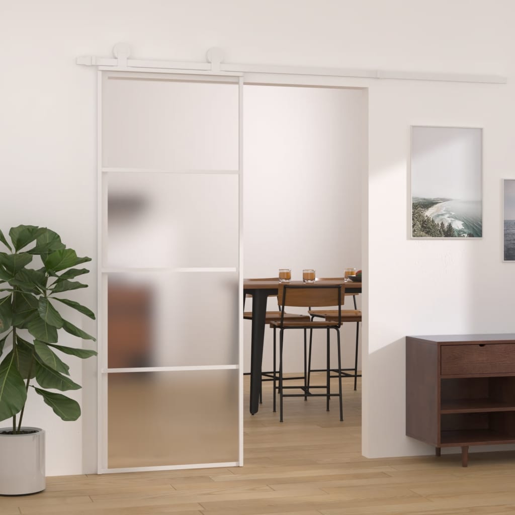 Vetonek Puerta corredera ESG vidrio y aluminio blanca 76x205 cm