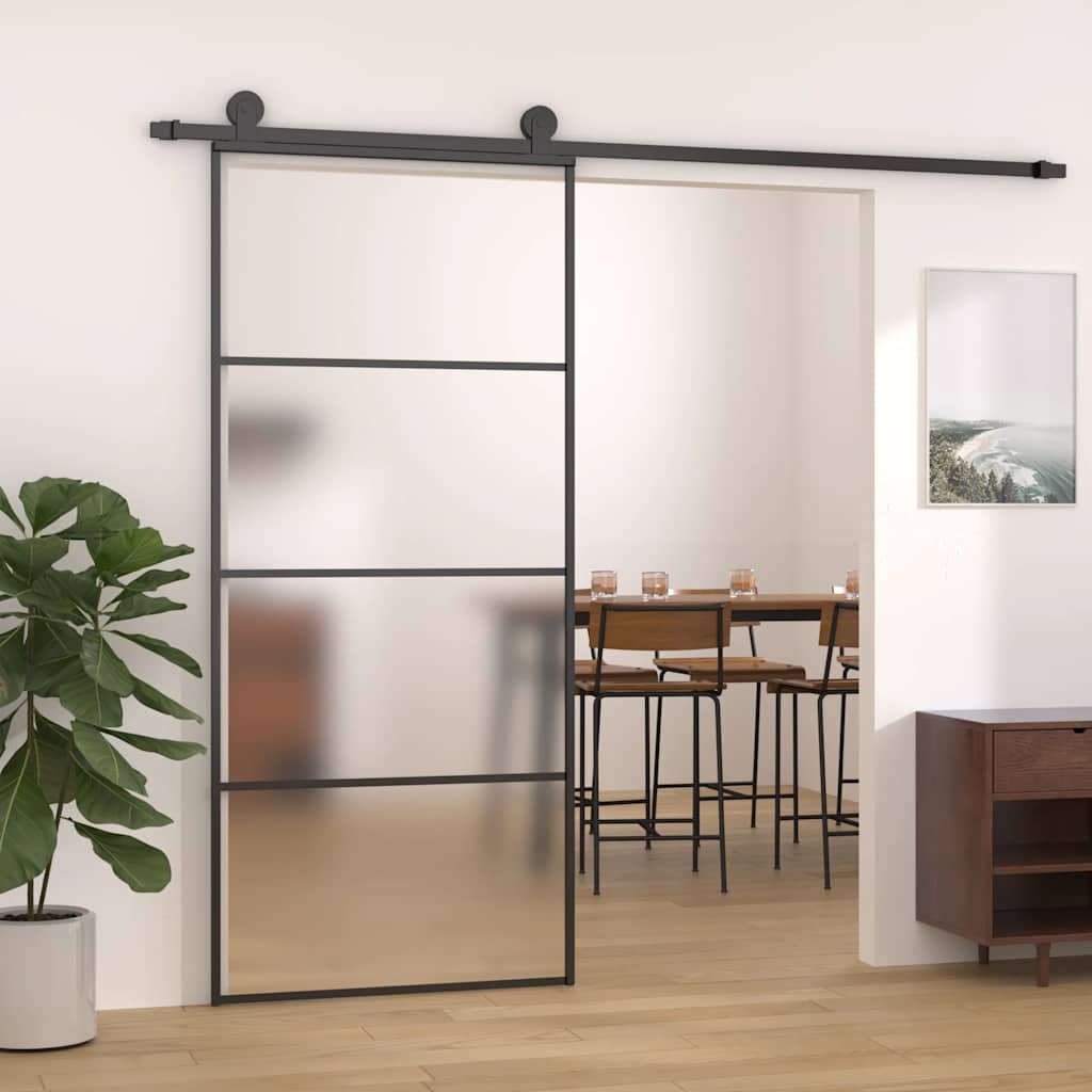 ESG glass and aluminum sliding door 90x205 cm black 
