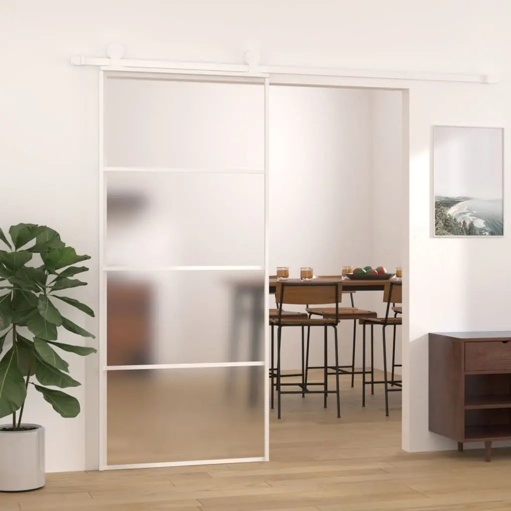 Vetonek Puerta corredera ESG vidrio y aluminio blanca 90x205 cm