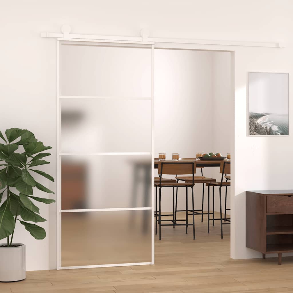 White ESG glass and aluminum sliding door 90x205 cm 