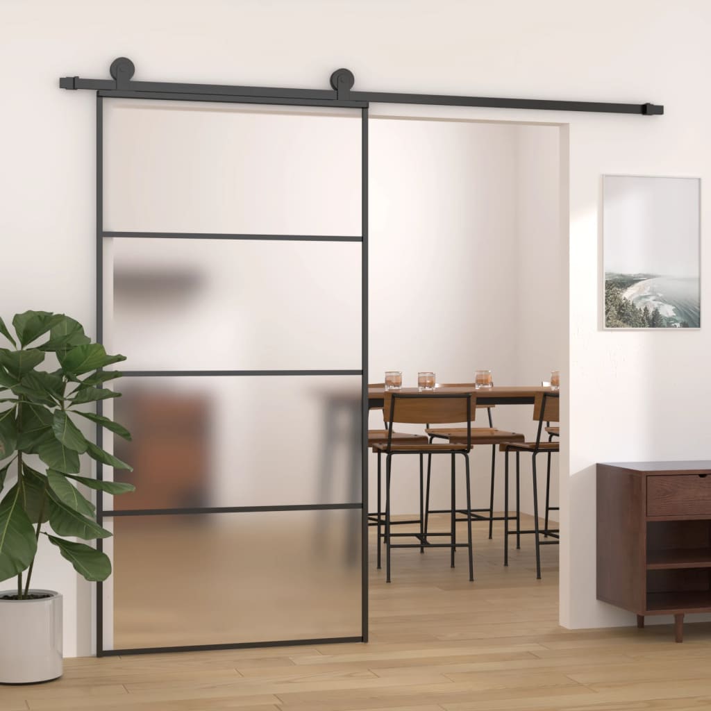 Vetonek Puerta corredera ESG vidrio y aluminio negra 102,5x205 cm