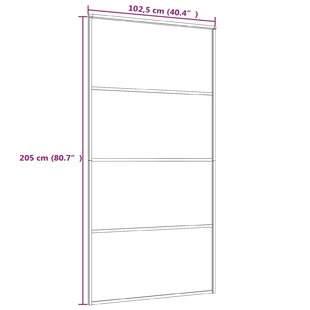 Puerta corredera ESG vidrio y aluminio negra 102,5x205 cm