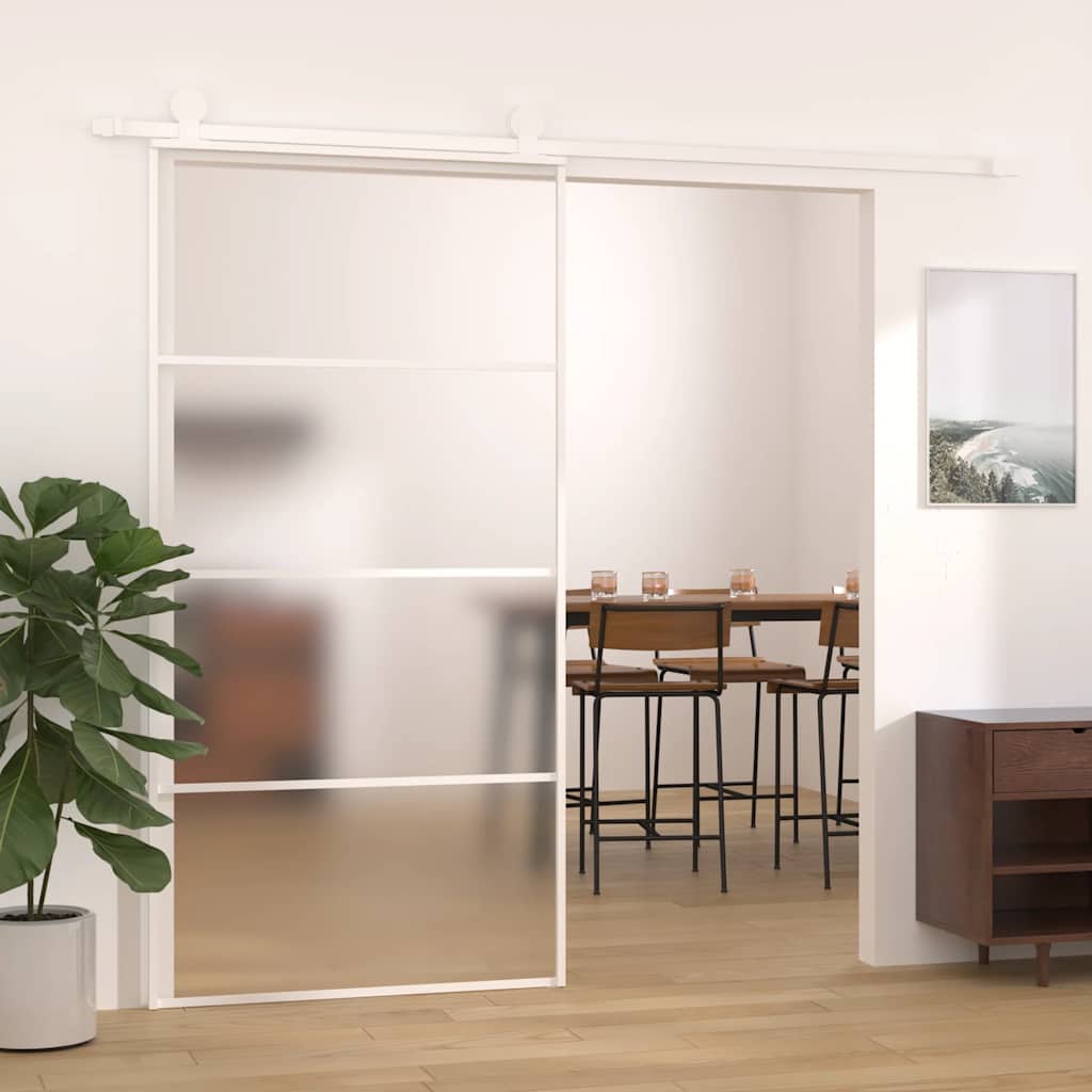 ESG sliding door, white glass and aluminum, 102.5x205 cm 