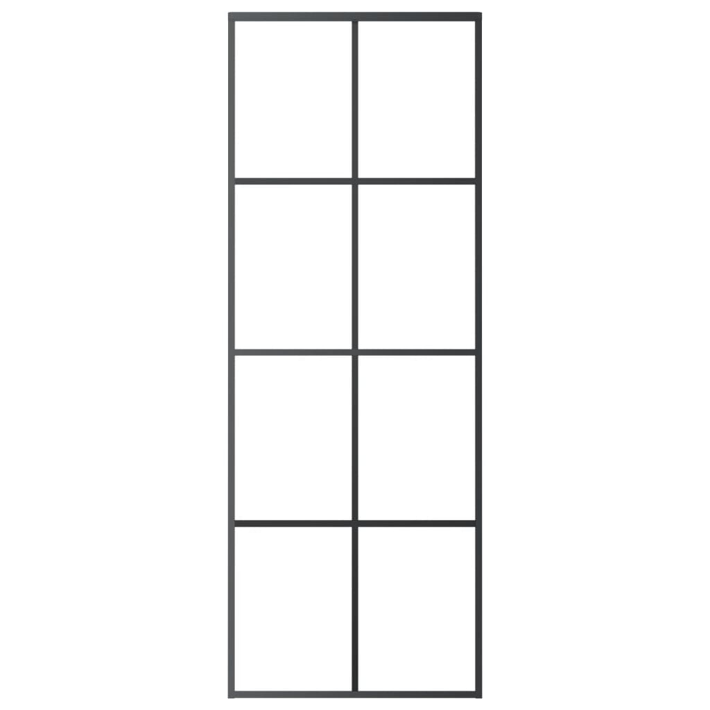 Puerta corredera vidrio esg y aluminio negro 76x205 cm v1144 - Vetonek