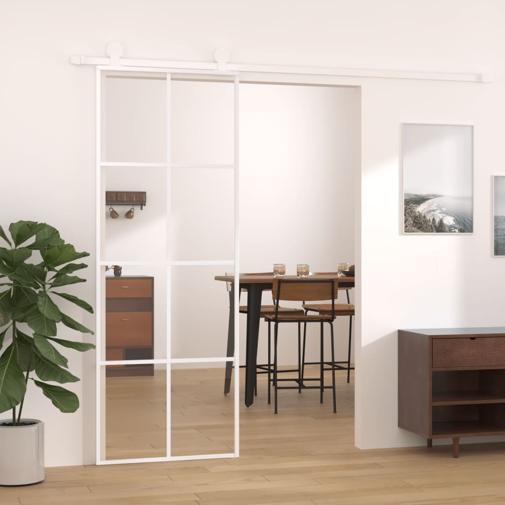 Vetonek Puerta corredera ESG vidrio y aluminio blanca 76x205 cm