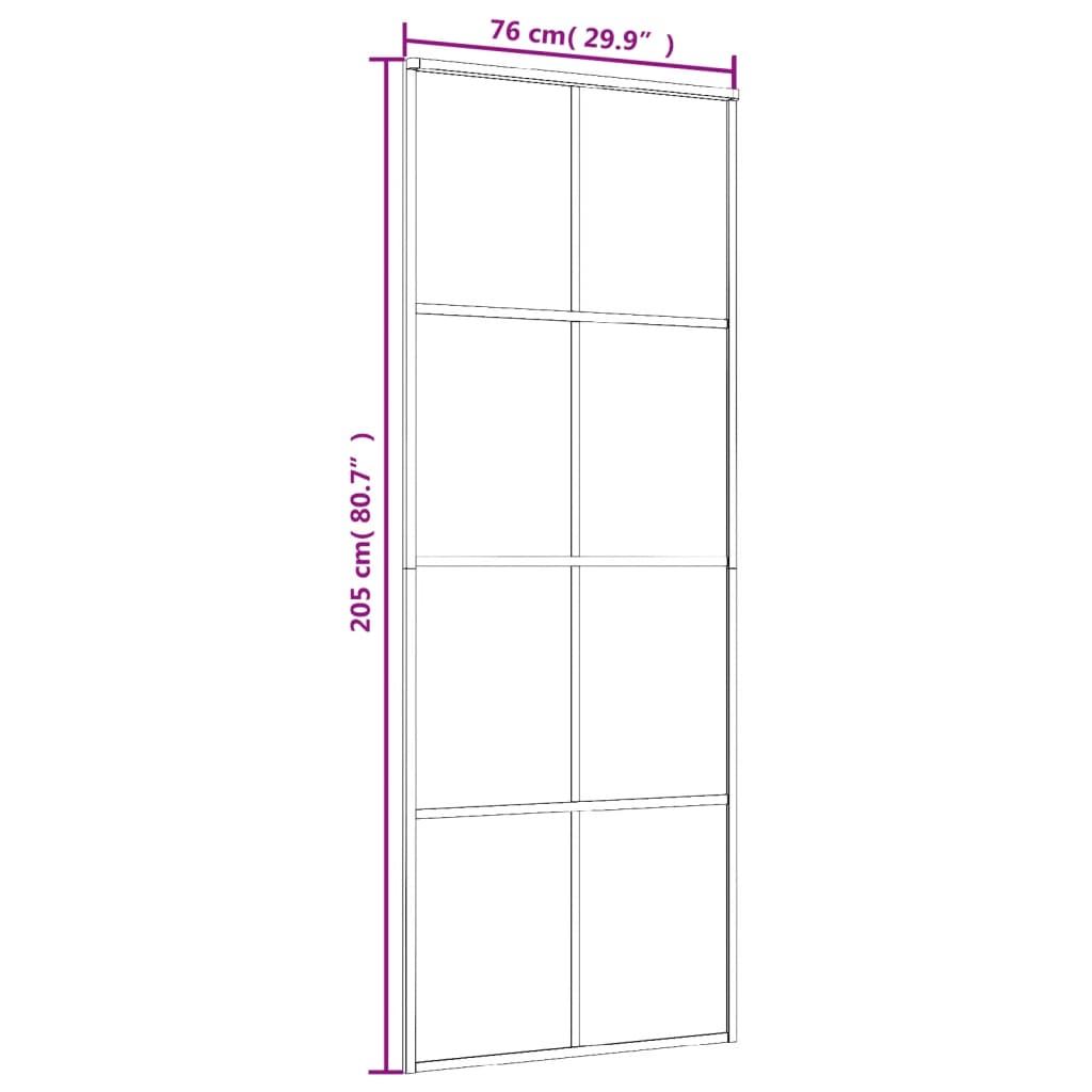 Vidro de vidro e alumínio branco 76x205 cm