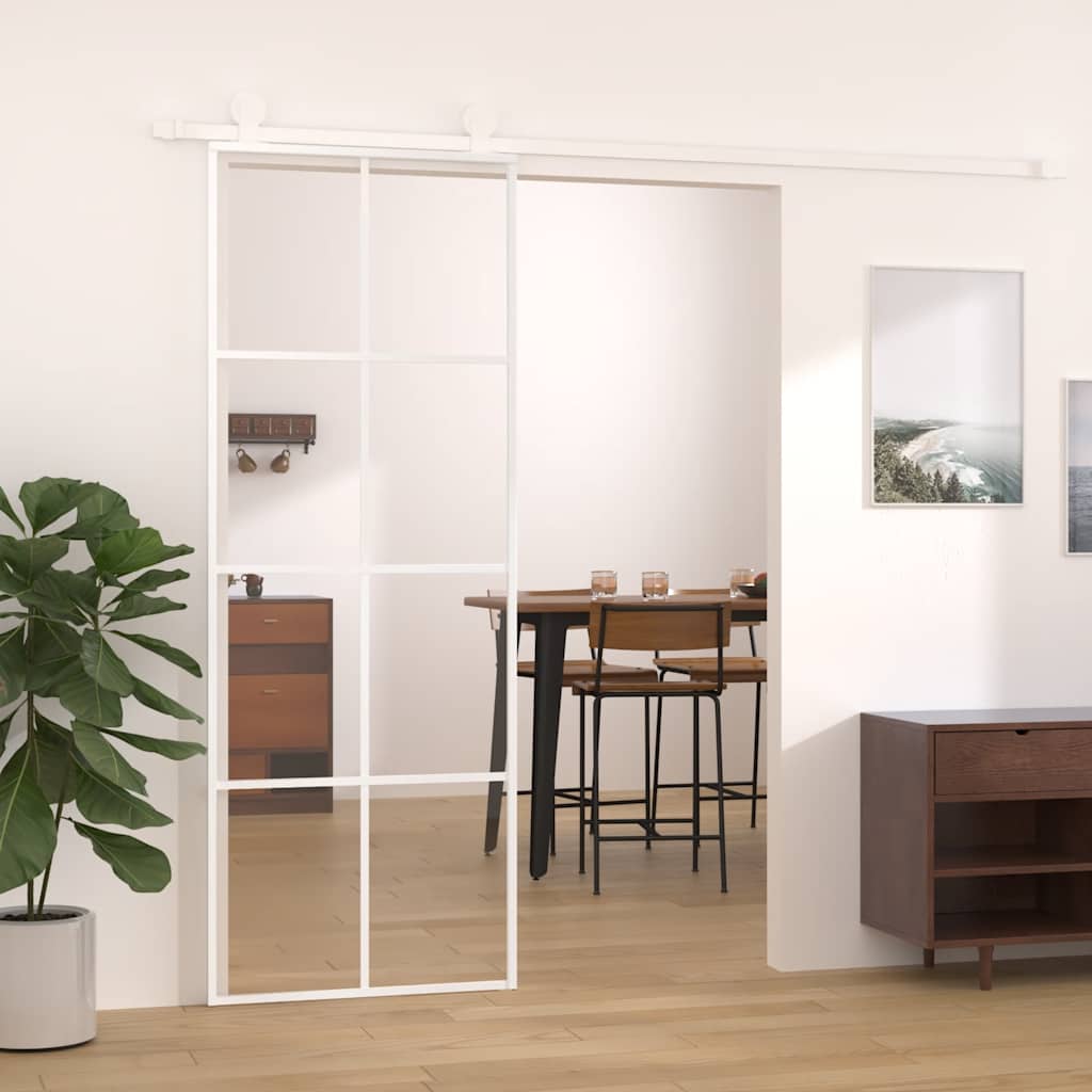 White ESG glass and aluminum sliding door 76x205 cm 