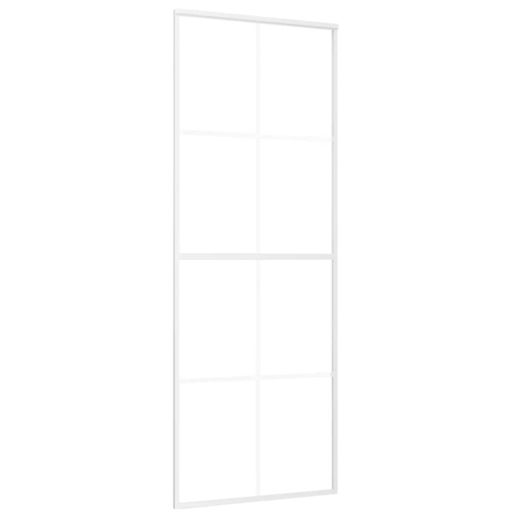 Porta scorrevole in vetro ESG e alluminio bianca 76x205 cm 