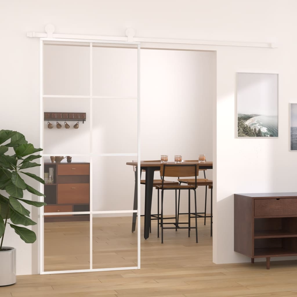 Vetonek Puerta corredera ESG vidrio y aluminio 90x205 cm blanco