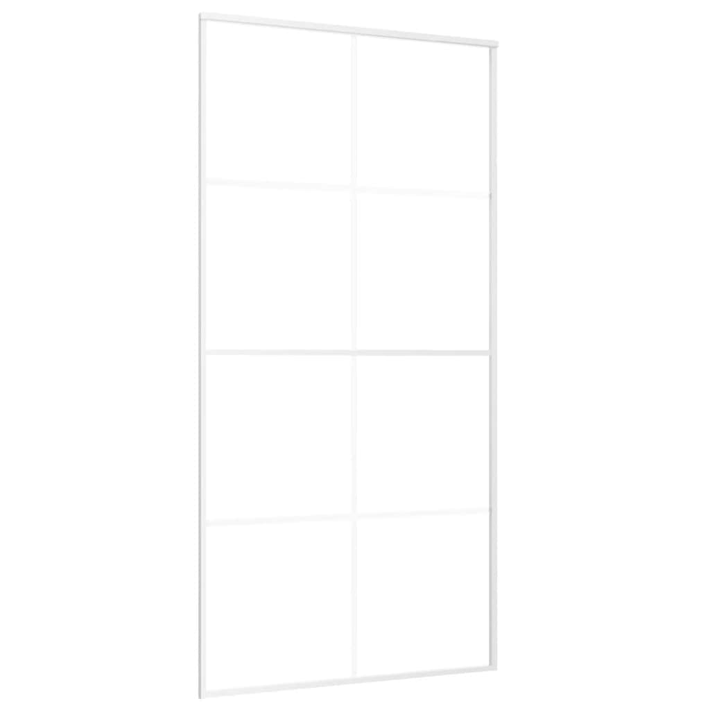Porta scorrevole in vetro ESG e alluminio bianco 102,5x205 cm 