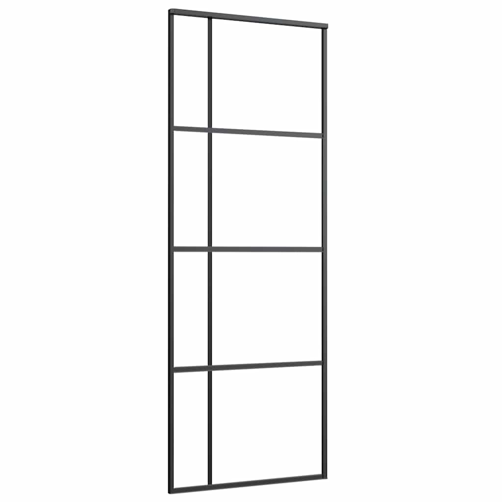 ESG sliding door black glass and aluminum 76x205cm 