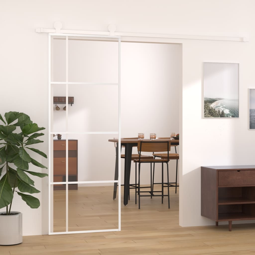 Vetonek Puerta corredera ESG vidrio y aluminio blanca 76x205 cm