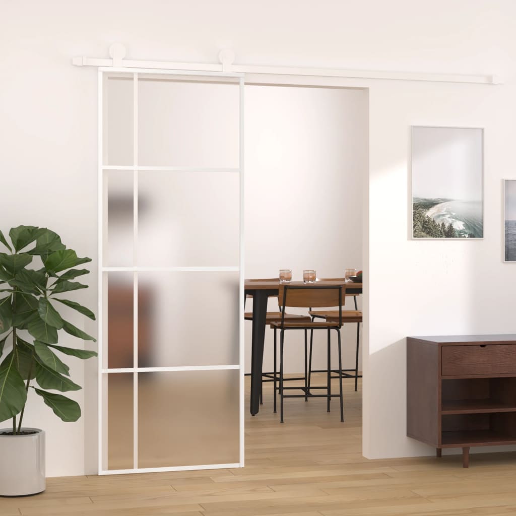 Vetonek Puerta corredera ESG vidrio y aluminio blanca 76x205 cm