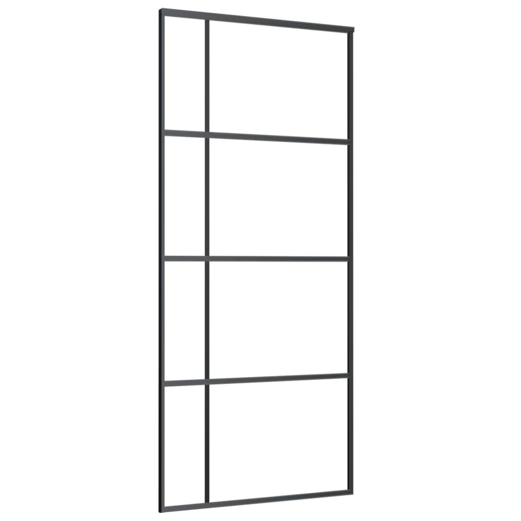 Puerta corredera ESG vidrio y aluminio negra 90x205 cm - Vetonek