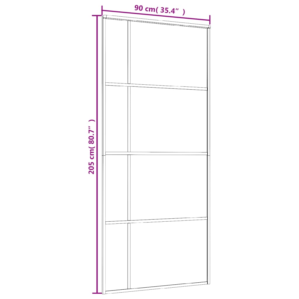 Puerta corredera ESG vidrio y aluminio negra 90x205 cm - Vetonek