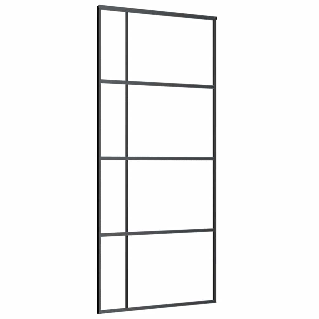 ESG glass and black aluminum sliding door 90x205 cm 