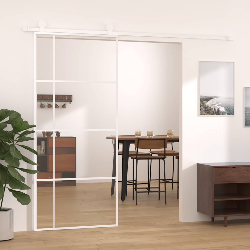 White ESG glass and aluminum sliding door 90x205 cm 
