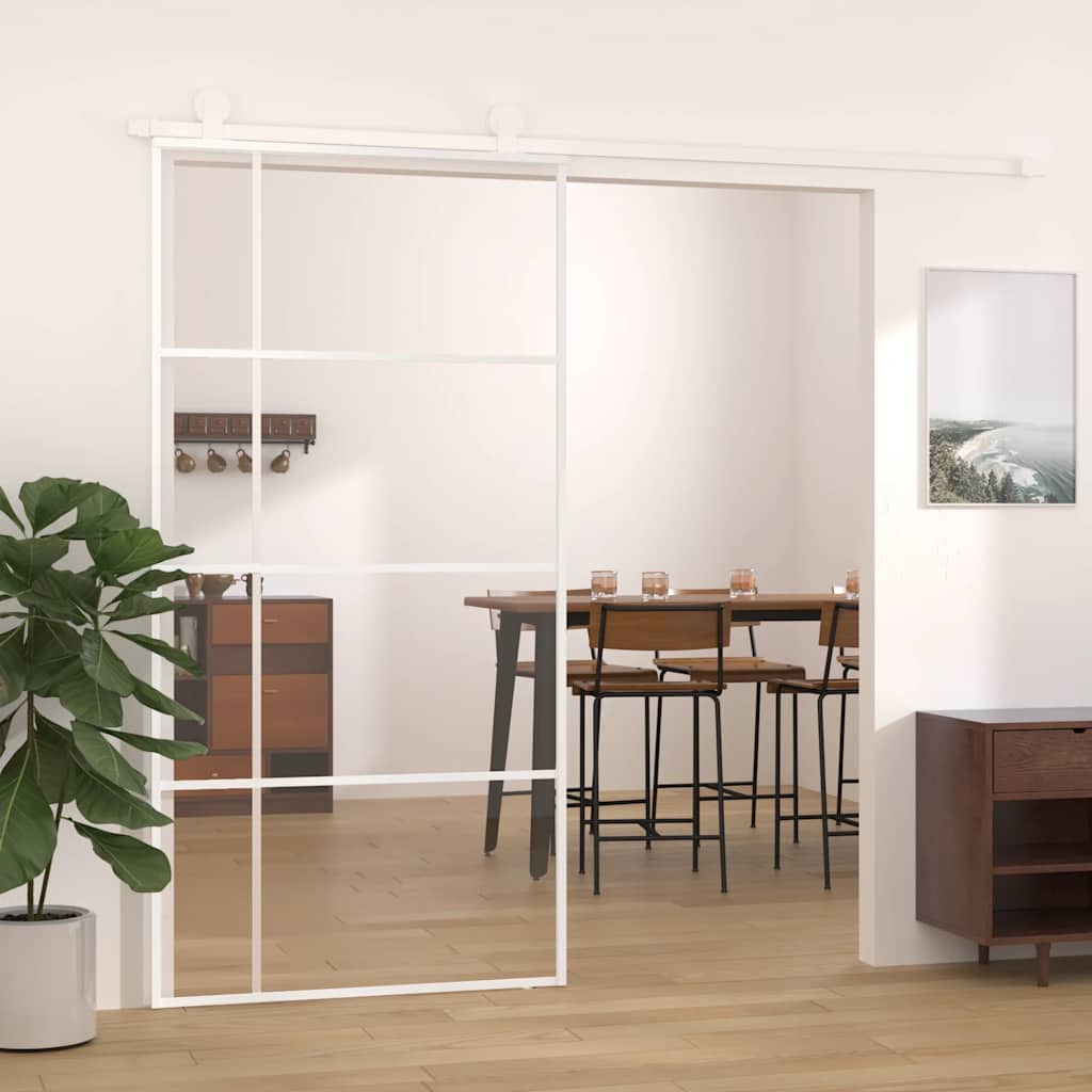 ESG sliding door white glass and aluminum 102.5x205 cm 
