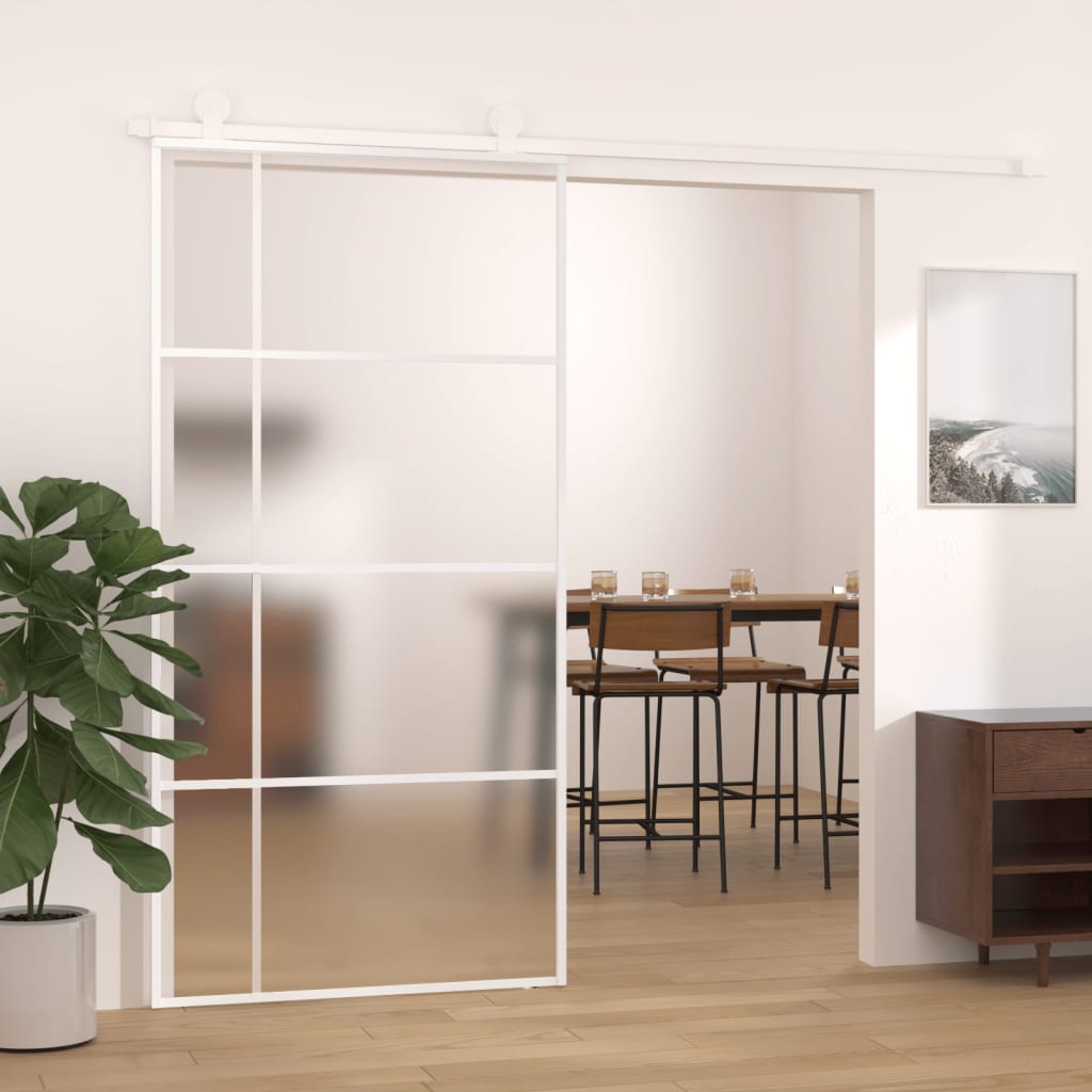 Vetonek Puerta corredera ESG vidrio y aluminio blanca 102,5x205 cm