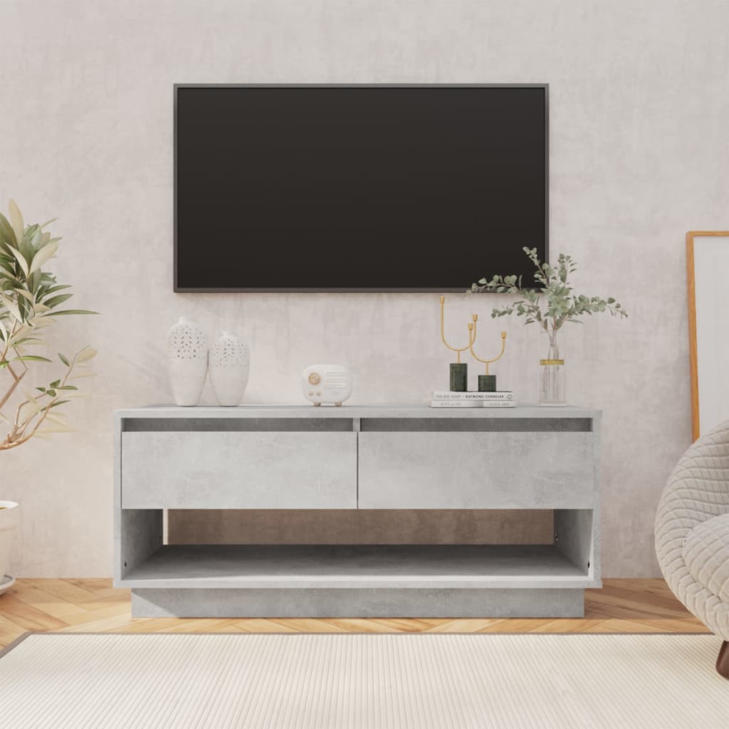 Vetonek Mueble para TV madera contrachapada gris hormigón 102x41x44 cm