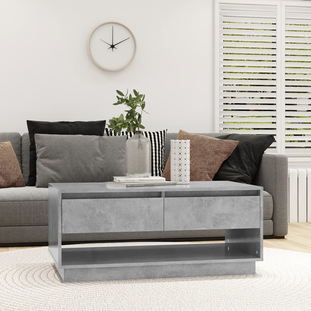 Vetonek Mesa de centro madera contrachapada gris hormigón 102,5x55x44cm