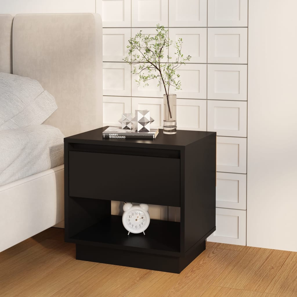 Vetonek Mesita de noche madera contrachapada negro 45x34x44 cm