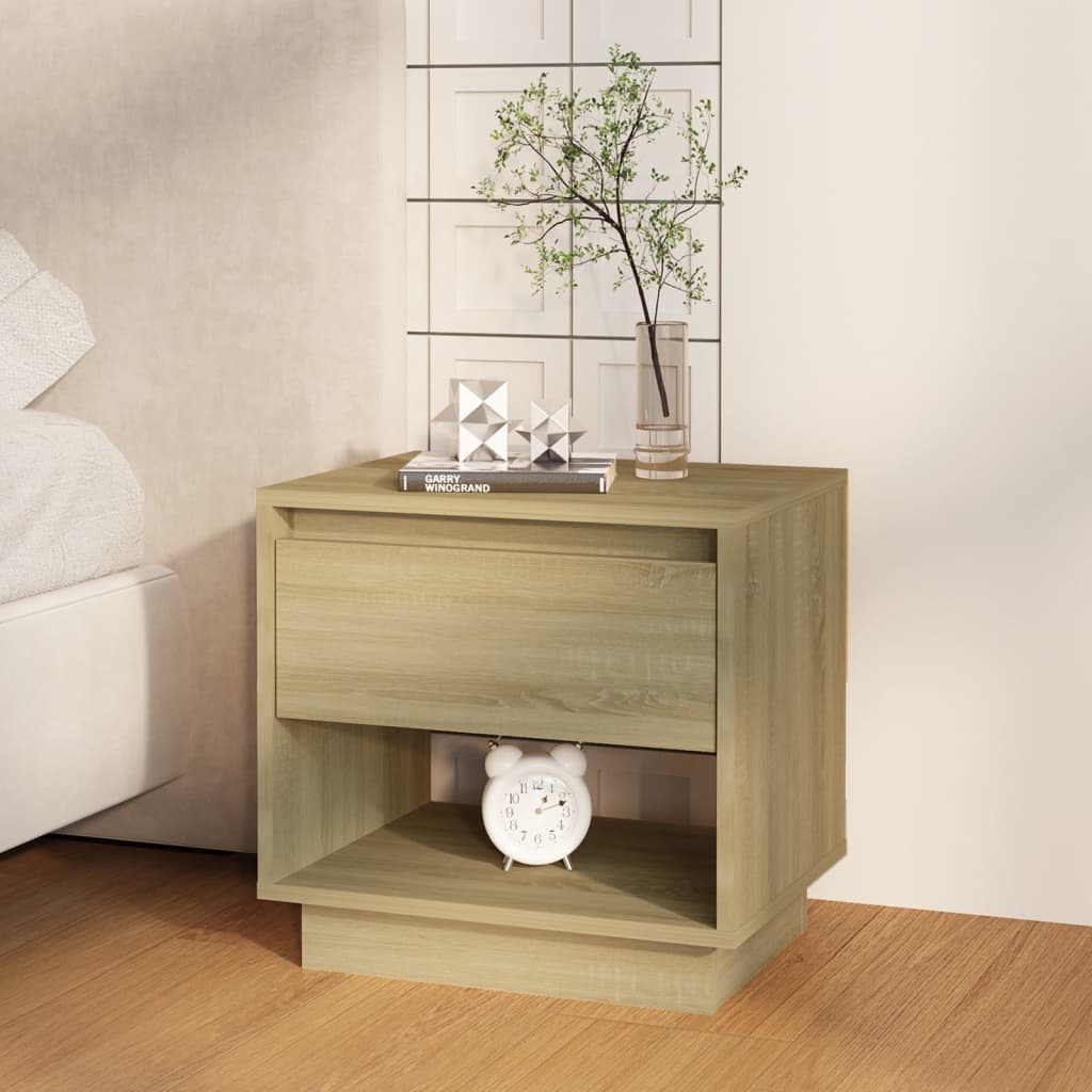 Vetonek Mesita de noche madera contrachapada roble Sonoma 45x34x44 cm