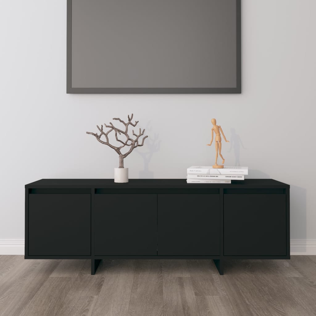 Vetonek Mueble para TV madera contrachapada negro 120x30x40,5 cm