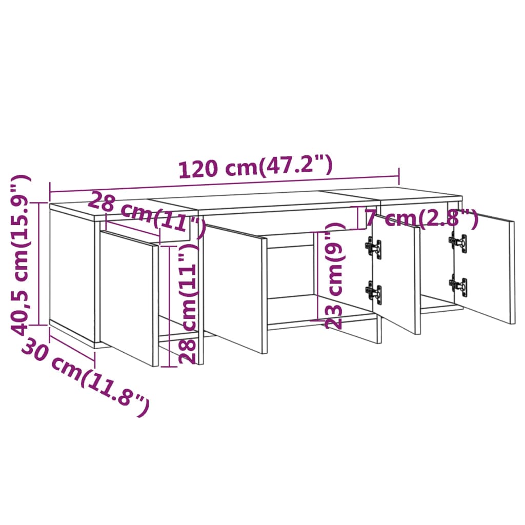 Mueble para TV madera negro 120x30x40,5 cm vidaXL