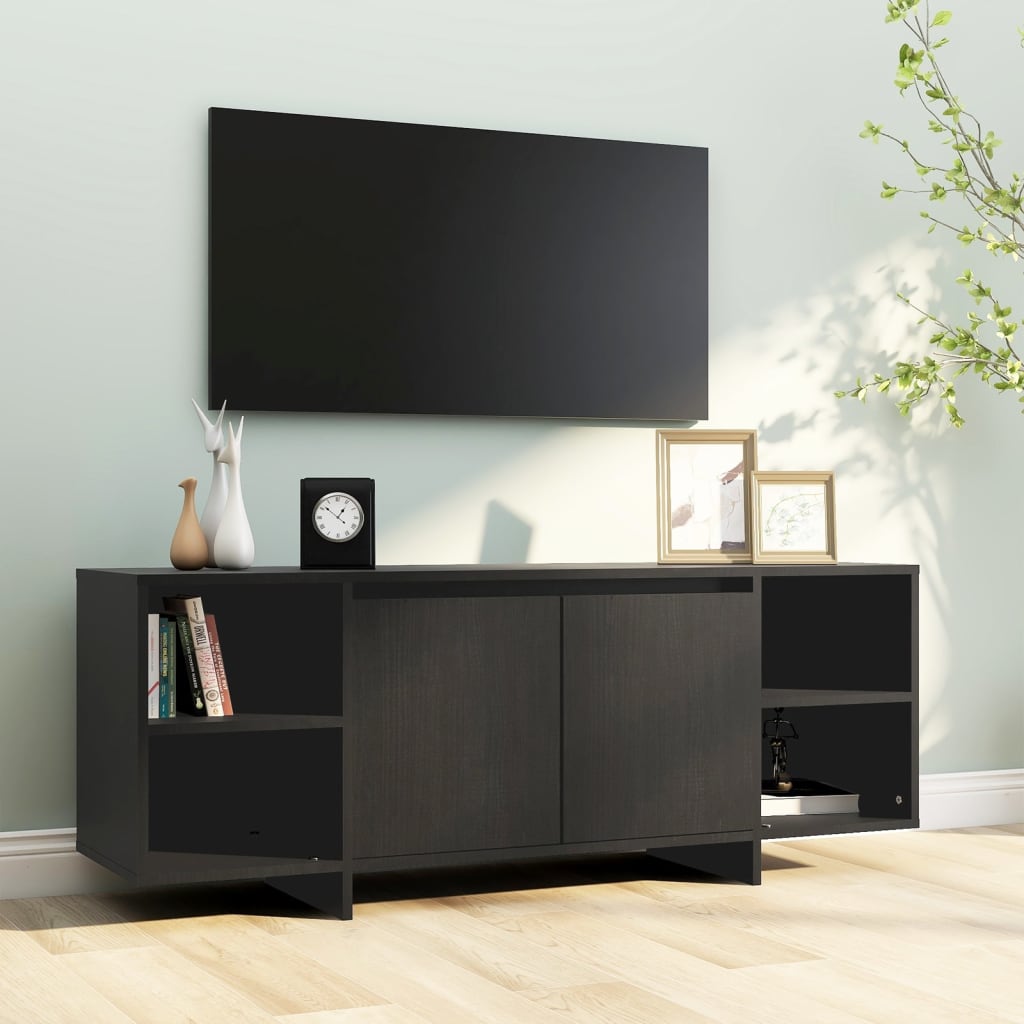 Black wooden tv furniture 130x35x50 cm