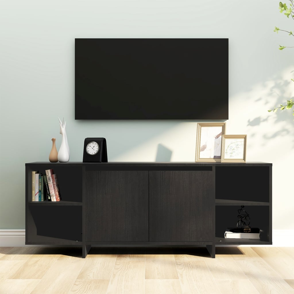 Vetonek Mueble para TV madera contrachapada negro 130x35x50 cm