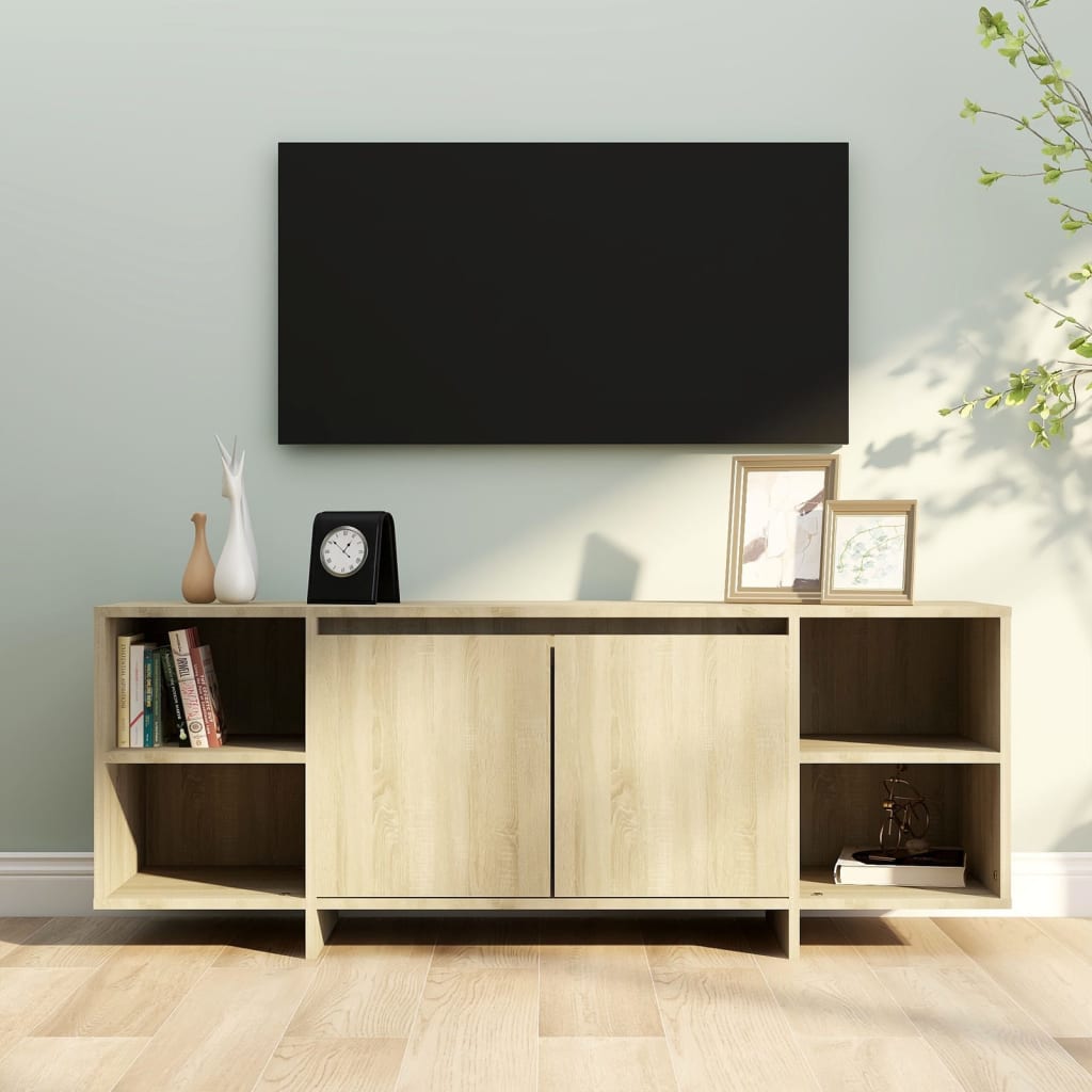 Vetonek Mueble para TV madera contrachapada roble Sonoma 130x35x50 cm