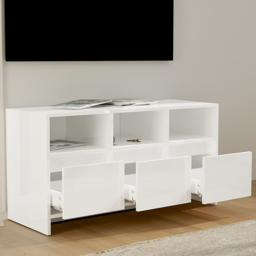 Mueble de TV madera blanco brillo 102x37,5x52,5cm vidaXL