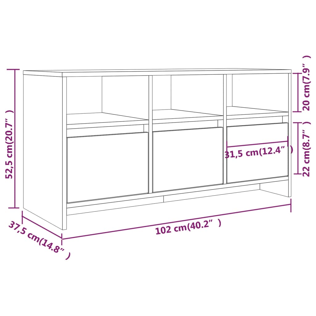 Mueble de TV madera blanco brillo 102x37,5x52,5cm vidaXL